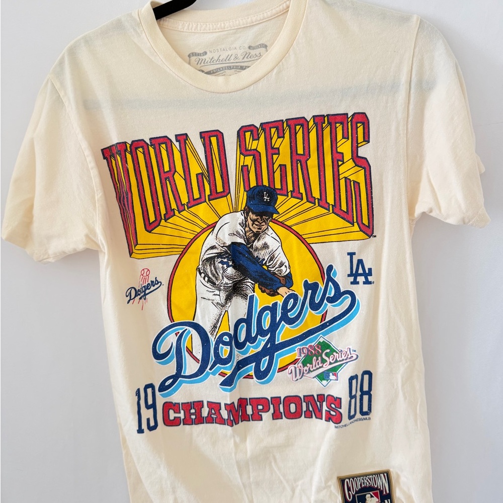 Mitchell & Ness Cream Dodgers World Series Champions Tee